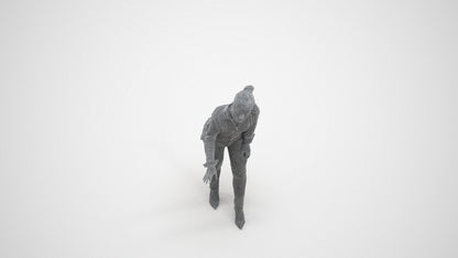 3D people model woman business standing, scanned human for 3ds Max rendering, wireframe three-quarter view