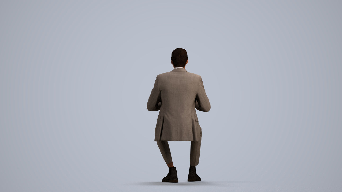 realistic 3D human man business, archviz people FBX OBJ for Blender, front view render