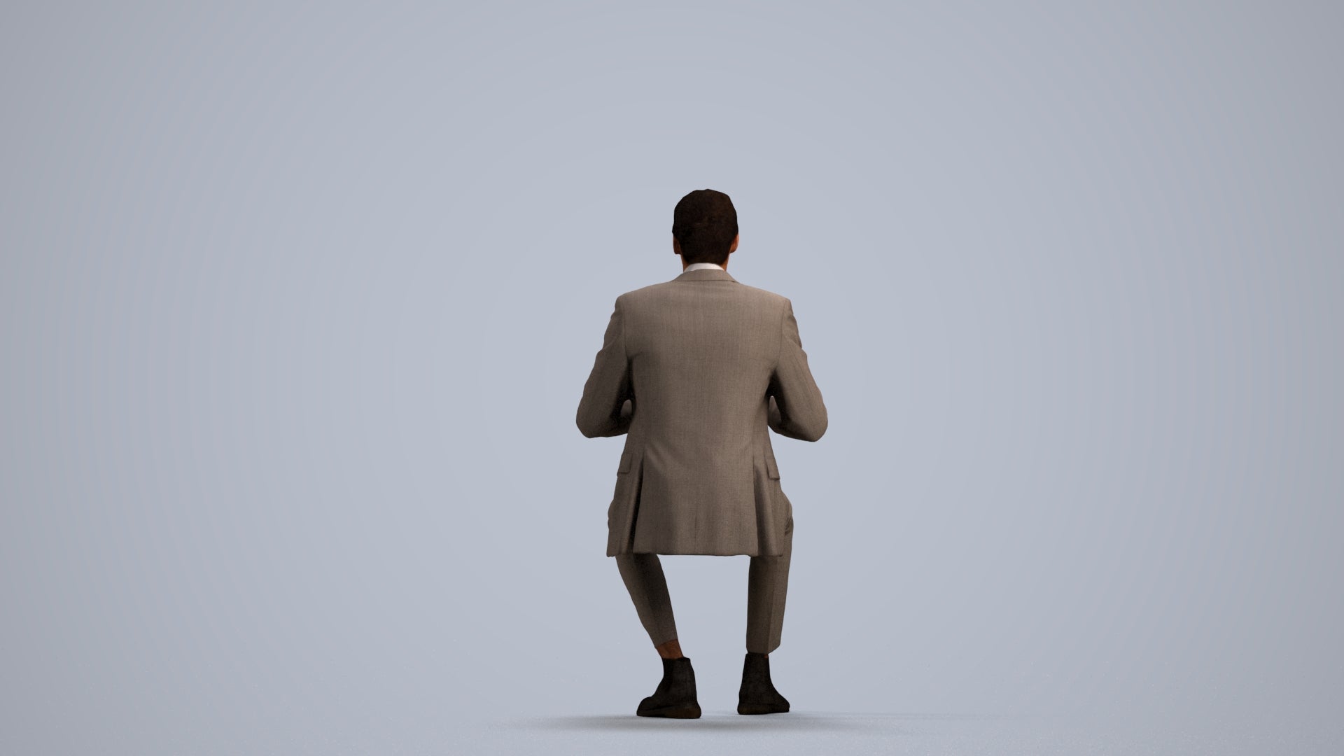 realistic 3D human man business, archviz people FBX OBJ for Blender, front view render