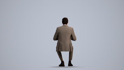realistic 3D human man business, archviz people FBX OBJ for Blender, front view render