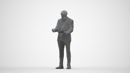 realistic 3D man business, scanned archviz people for Blender and 3ds Max, wireframe back view