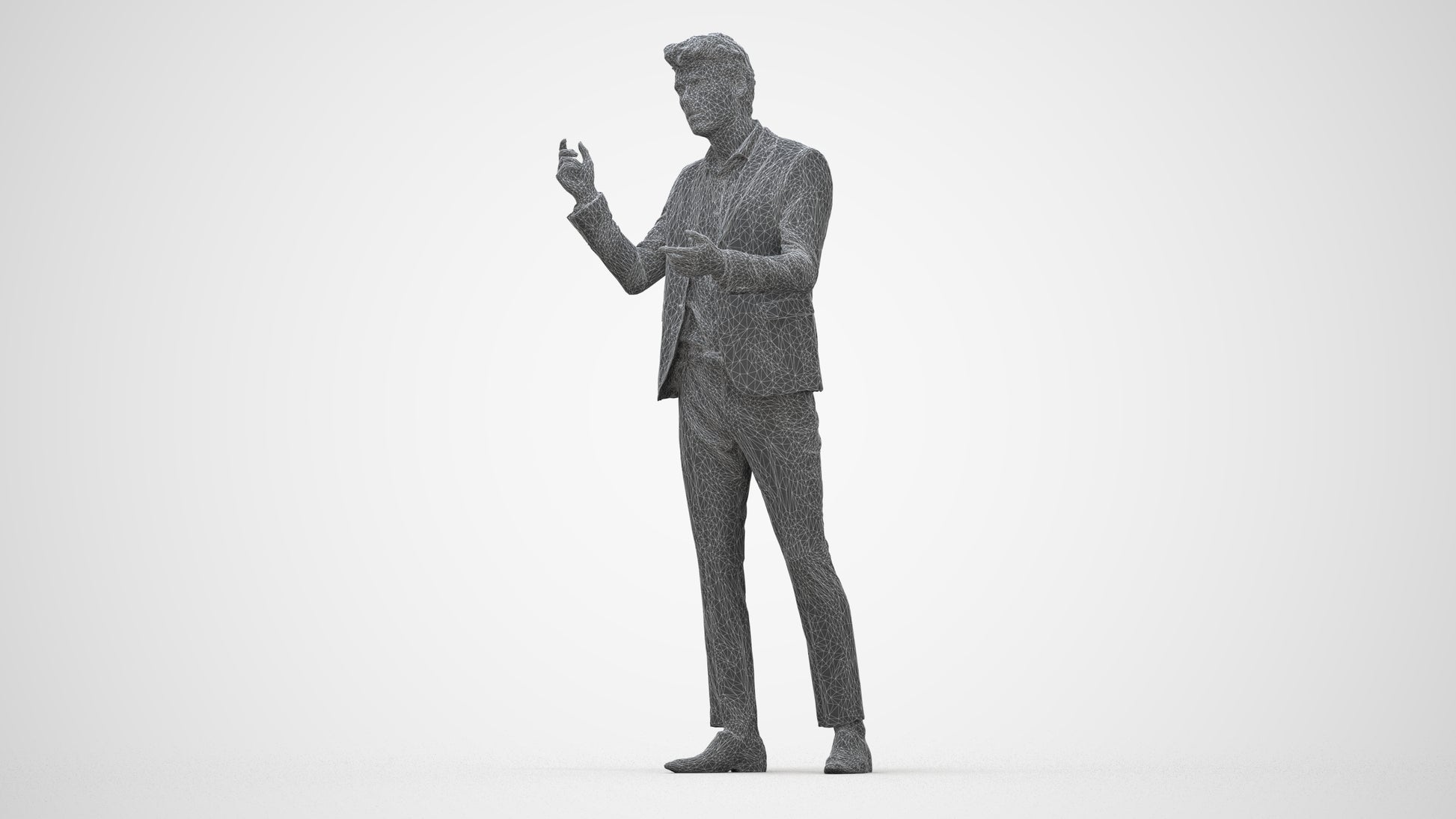 scanned 3D man business, photogrammetry people for Enscape and V-Ray, wireframe back view