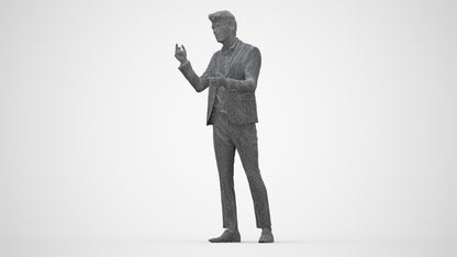 scanned 3D man business, photogrammetry people for Enscape and V-Ray, wireframe back view