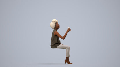 realistic 3D people woman casual sitting, render-ready for V-Ray and Corona, FBX OBJ, side view render