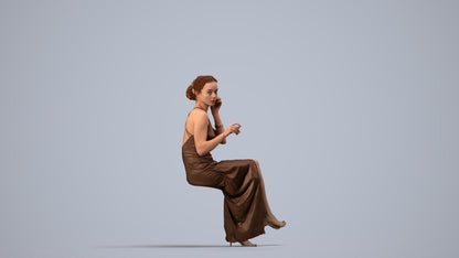 3D human model woman formal formalaffairs, photogrammetry scanned person for archviz, side view render