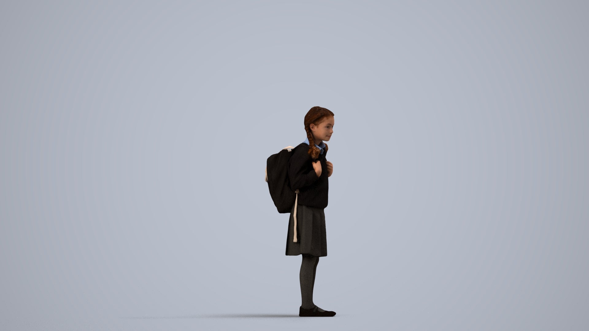 photogrammetry 3D girl kids, realistic human model archviz FBX, side view render