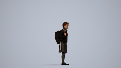 photogrammetry 3D girl kids, realistic human model archviz FBX, side view render
