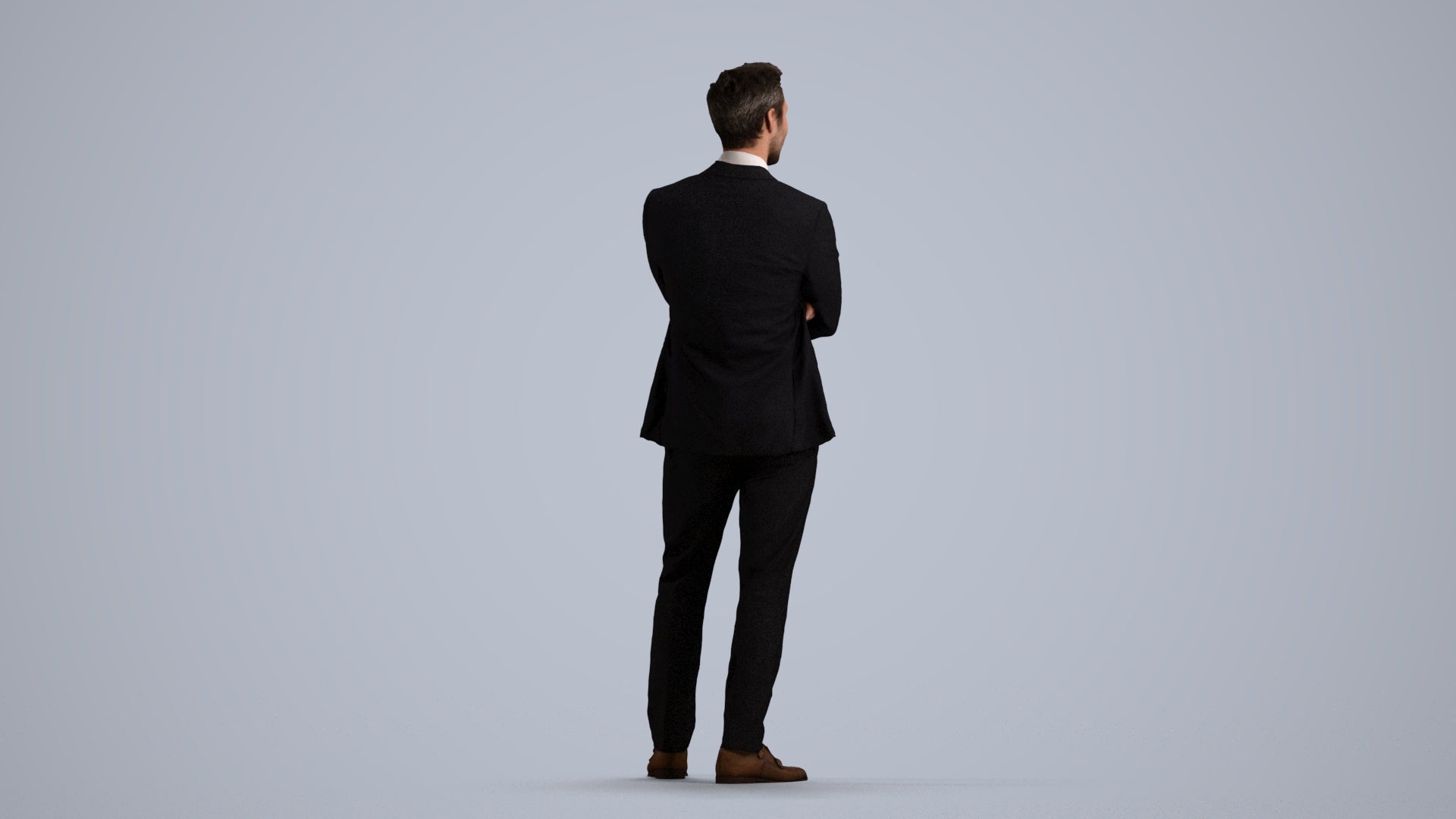 realistic 3D human man formal business, archviz people FBX OBJ for Blender, front view render