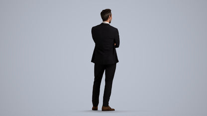 realistic 3D human man formal business, archviz people FBX OBJ for Blender, front view render
