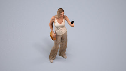 3D people model woman casual standing, scanned human for 3ds Max rendering, back view render