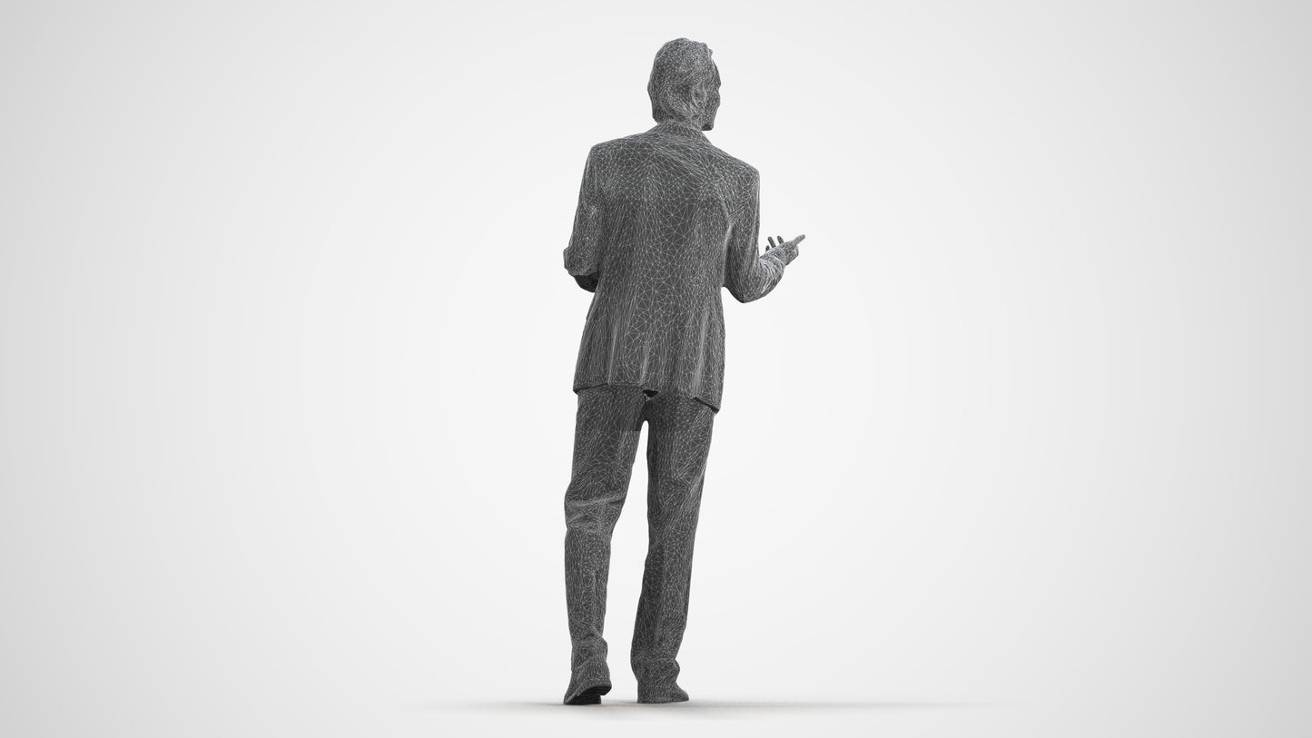 realistic 3D people man business, render-ready for V-Ray and Corona, FBX OBJ, wireframe front view