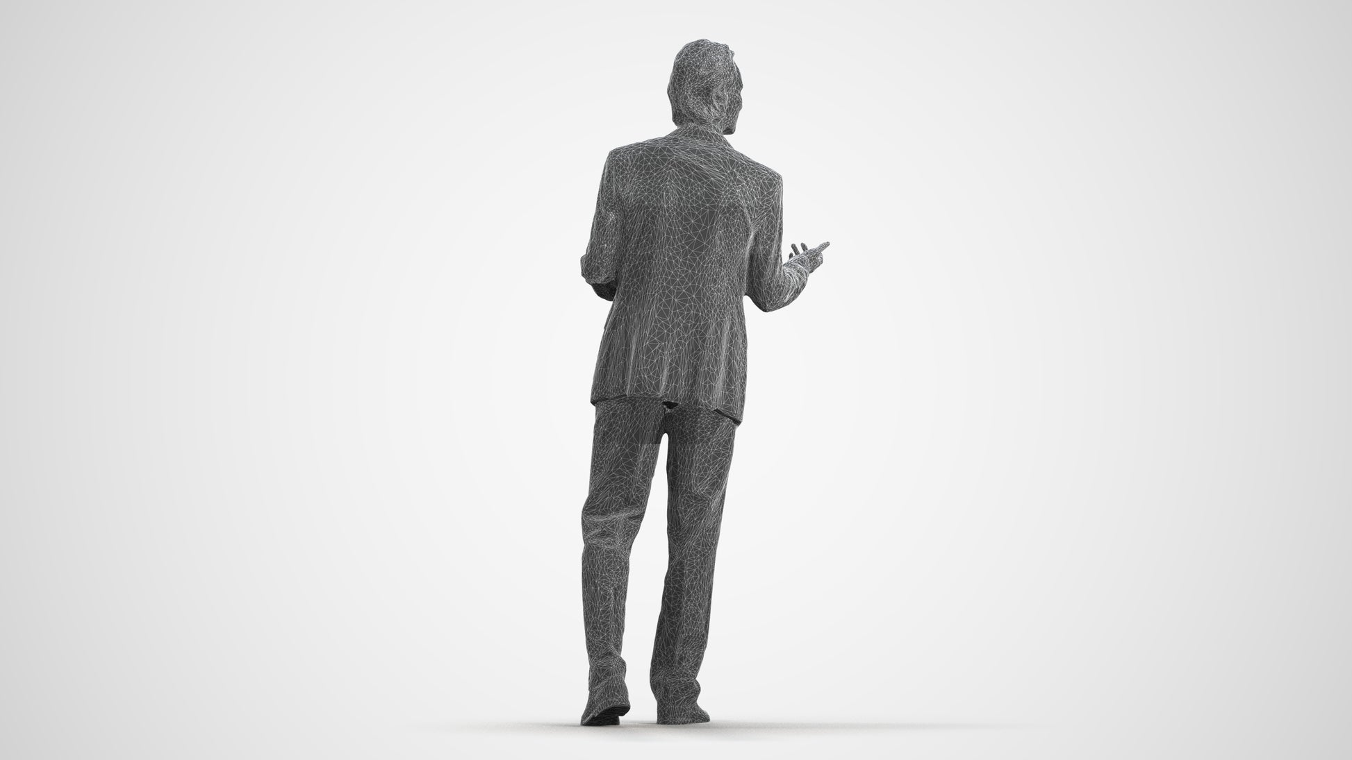 realistic 3D people man business, render-ready for V-Ray and Corona, FBX OBJ, wireframe front view