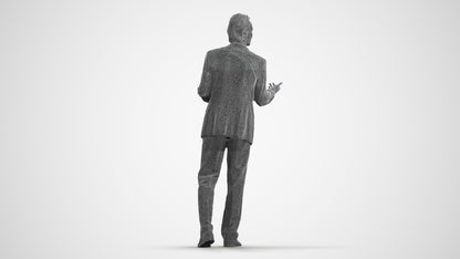 realistic 3D people man business, render-ready for V-Ray and Corona, FBX OBJ, wireframe front view