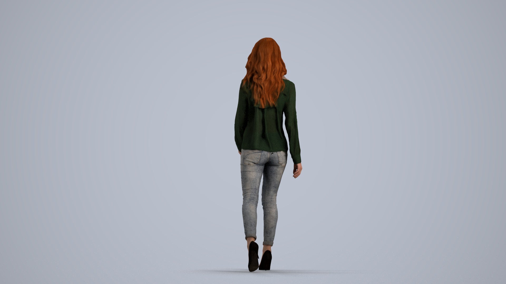 3D people model woman casual standing, scanned human for 3ds Max rendering, front view render