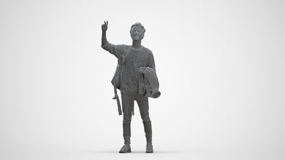 3D people model man casual standing, scanned human for 3ds Max rendering, three-quarter front view render