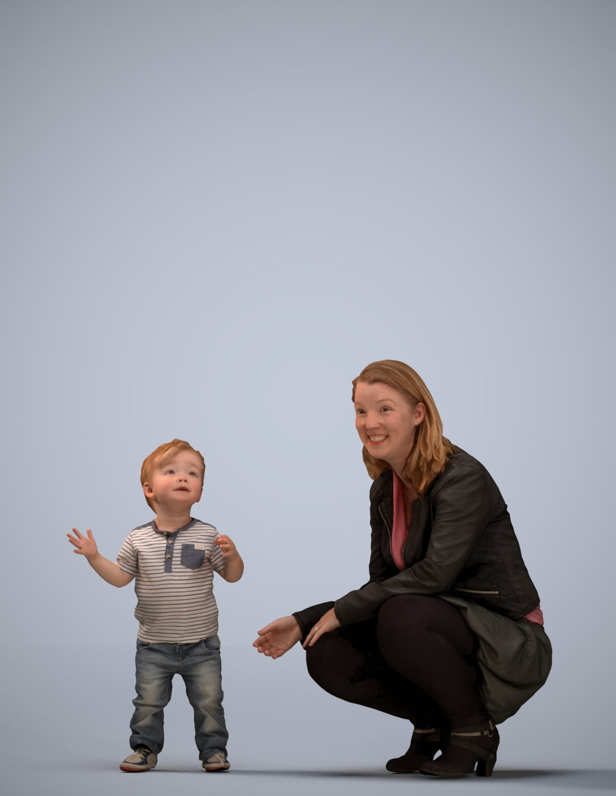 scanned 3D girl casual kids, photogrammetry people for Enscape and V-Ray