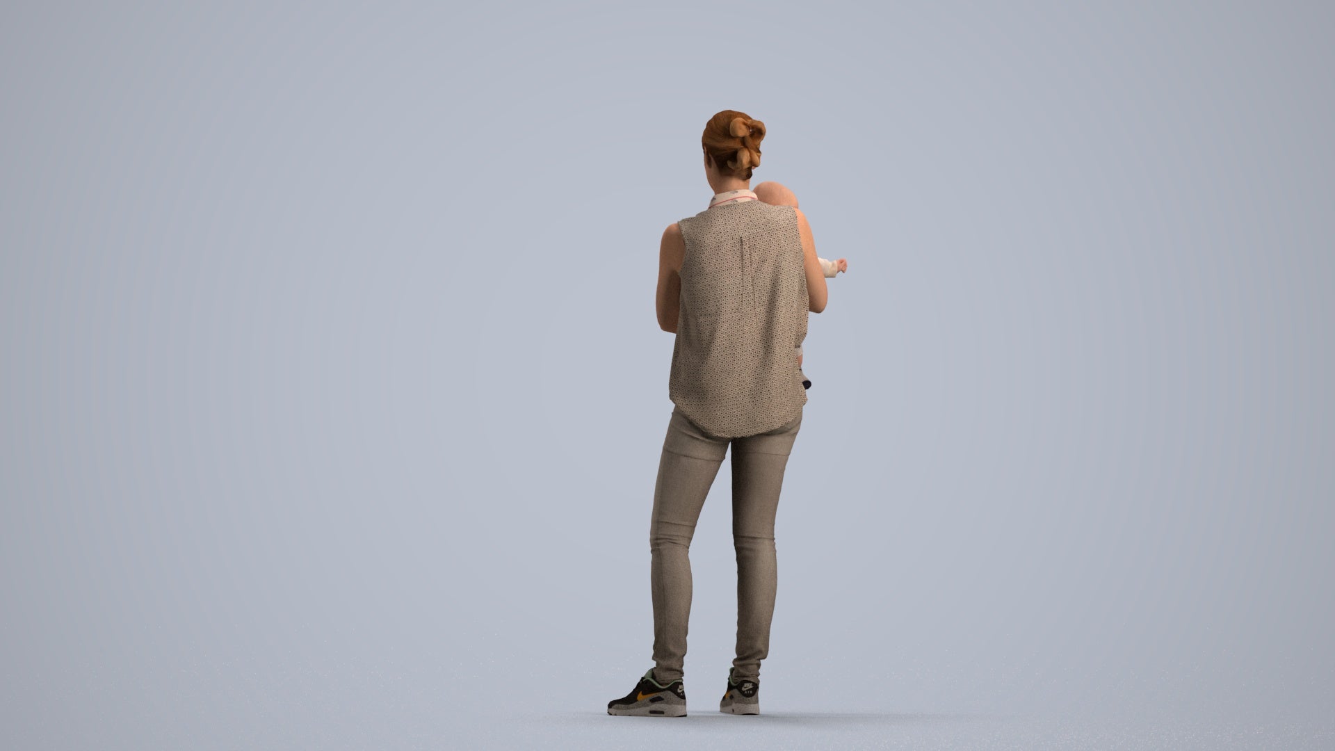 realistic 3D people woman casual kids, render-ready for V-Ray and Corona, FBX OBJ, front view render