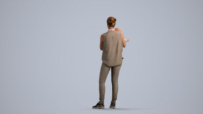 realistic 3D people woman casual kids, render-ready for V-Ray and Corona, FBX OBJ, front view render