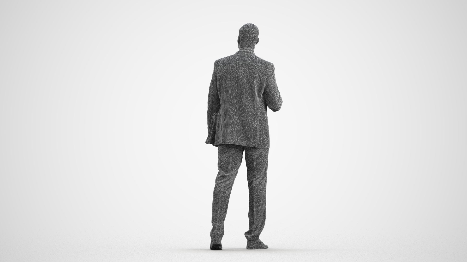 photogrammetry 3D man business, realistic human model archviz FBX, wireframe front view