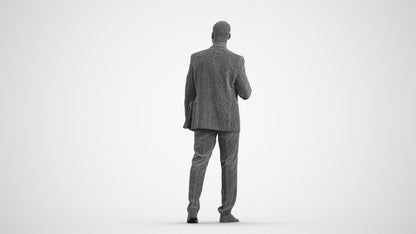 photogrammetry 3D man business, realistic human model archviz FBX, wireframe front view