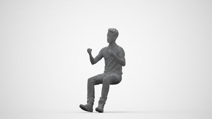 realistic 3D human man casual driving, archviz people FBX OBJ for Blender, wireframe back view