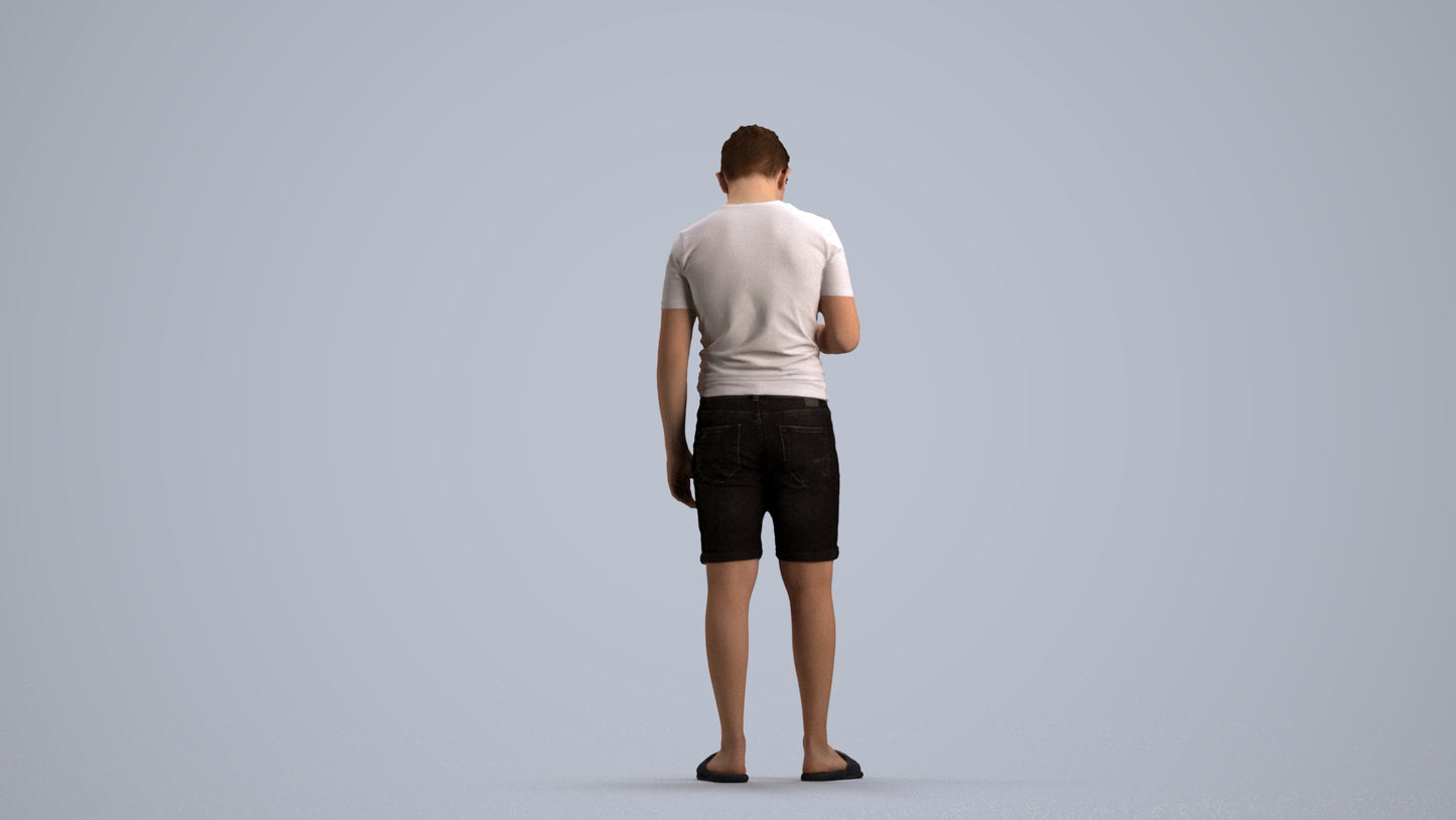 3D scanned boy kids casual, photorealistic archviz people for Enscape and SketchUp, front view render