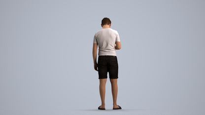 3D scanned boy kids casual, photorealistic archviz people for Enscape and SketchUp, front view render