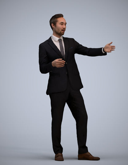 realistic 3D human man business shopping, archviz people FBX OBJ for Blender