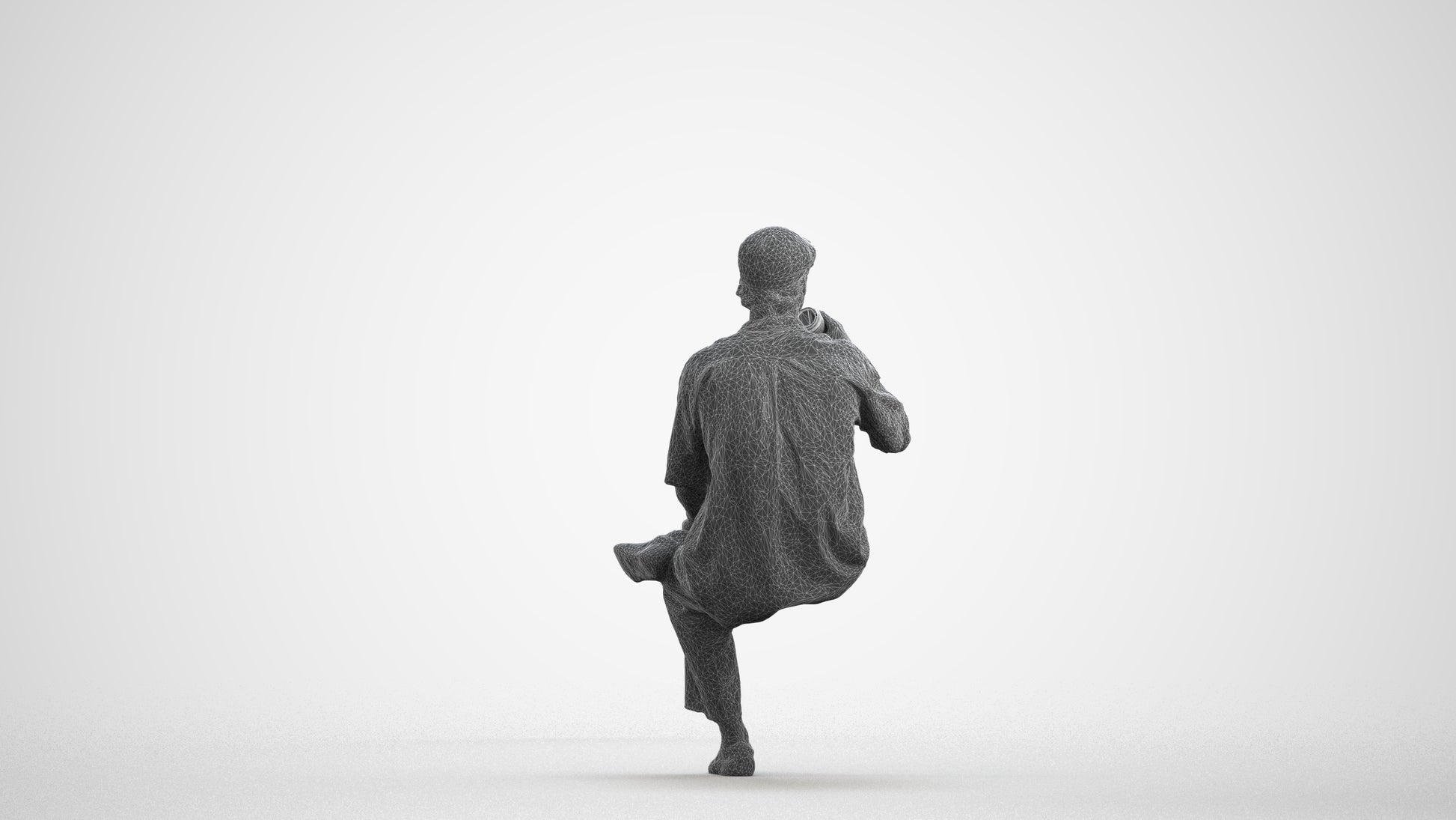 realistic 3D people man casual sitting, render-ready for V-Ray and Corona, FBX OBJ, wireframe front view