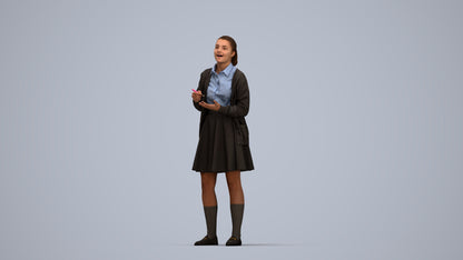 realistic 3D human girl kids, archviz people FBX OBJ for Blender, top-down view render