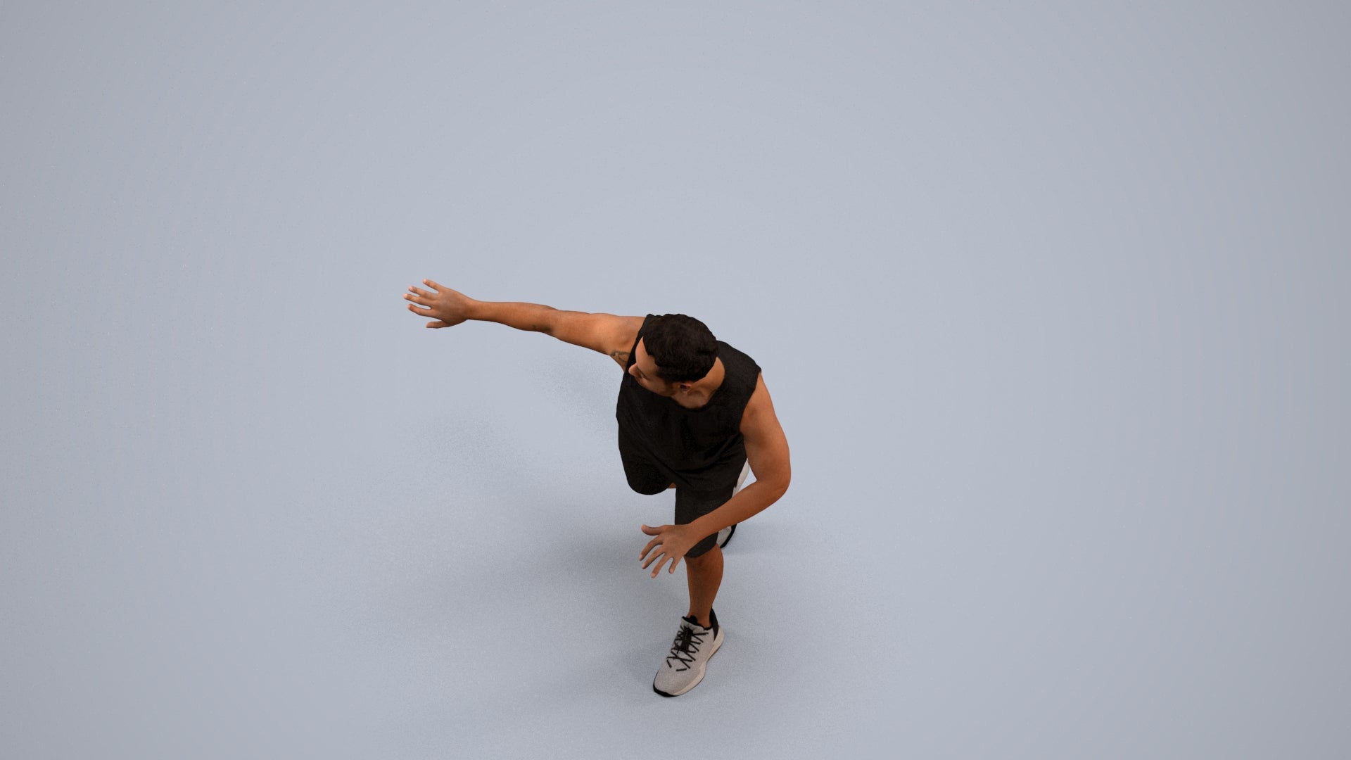 3D people model man sport, scanned human for 3ds Max rendering, back view render