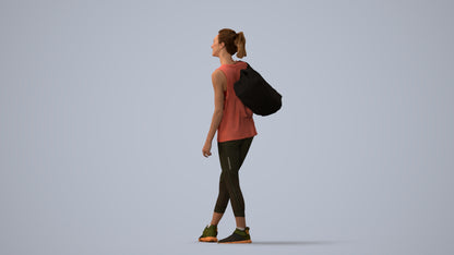 3D people model woman sport, scanned human for 3ds Max rendering, three-quarter view render