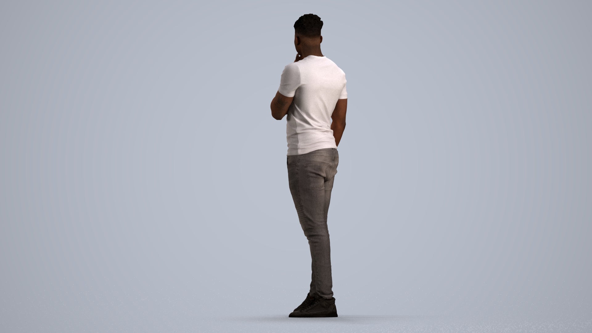 3D human model man casual standing, photogrammetry scanned person for archviz, front view render
