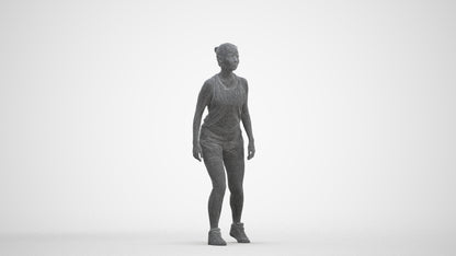 3D people model woman sport, scanned human for 3ds Max rendering, three-quarter front view render