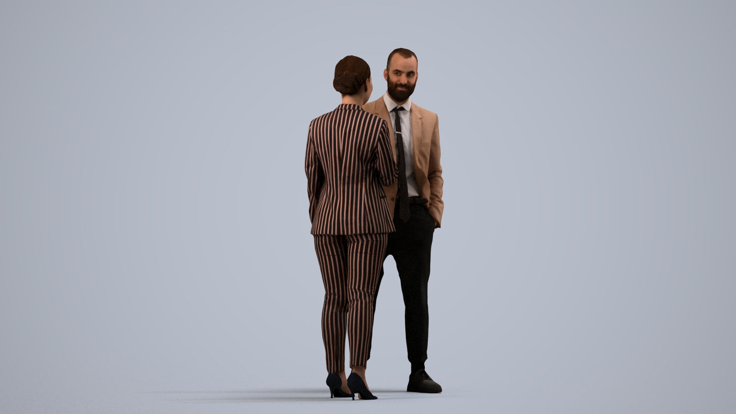 realistic 3D woman business, scanned archviz people for Blender and 3ds Max, side view render