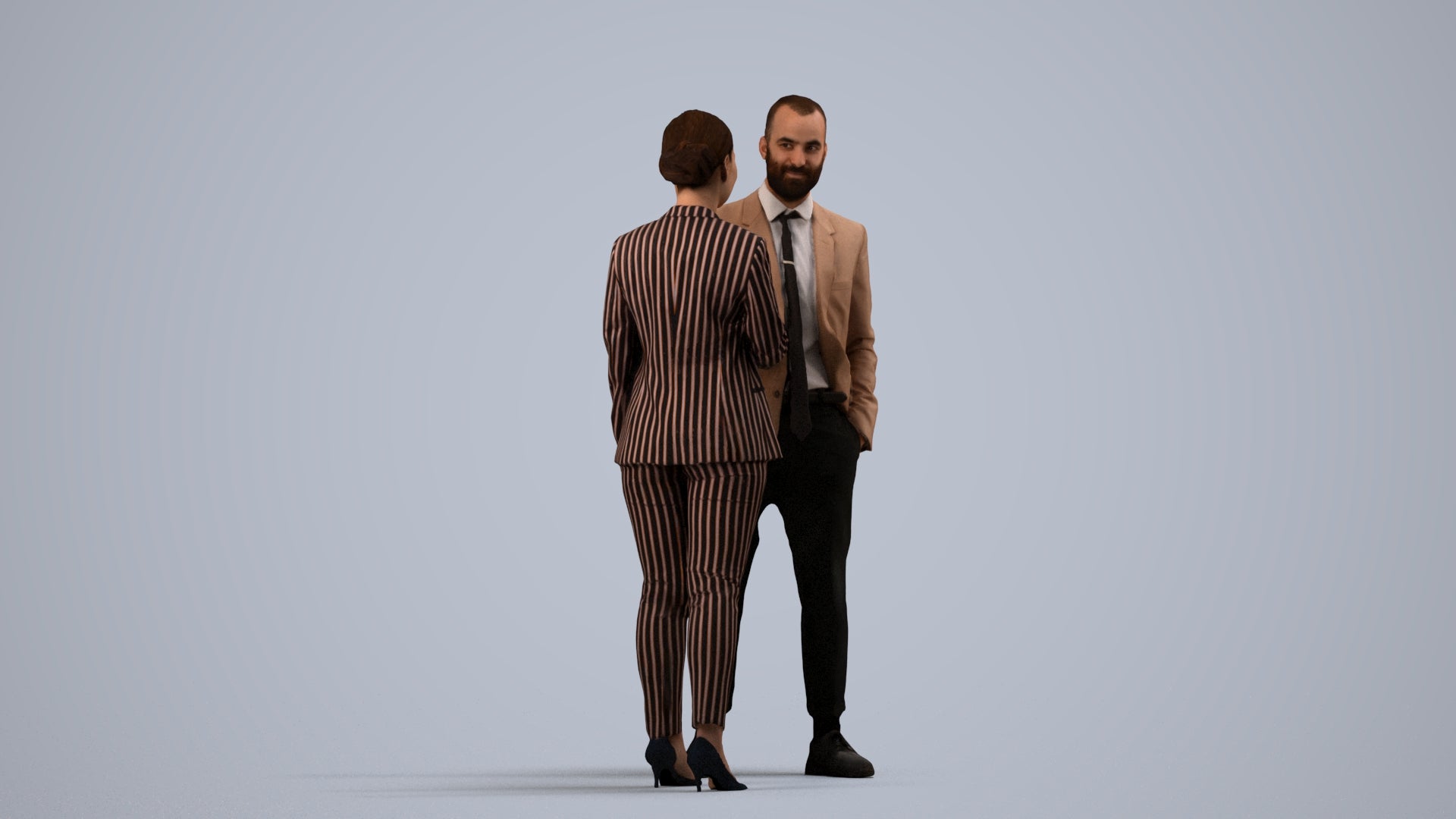 realistic 3D woman business, scanned archviz people for Blender and 3ds Max, side view render
