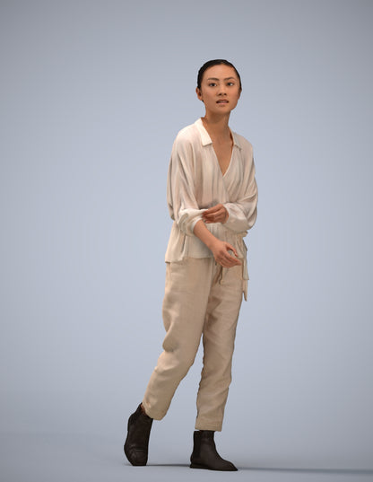realistic 3D human woman casual walking, archviz people FBX OBJ for Blender