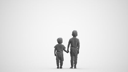 3D people model boy casual kids, scanned human for 3ds Max rendering, wireframe front view
