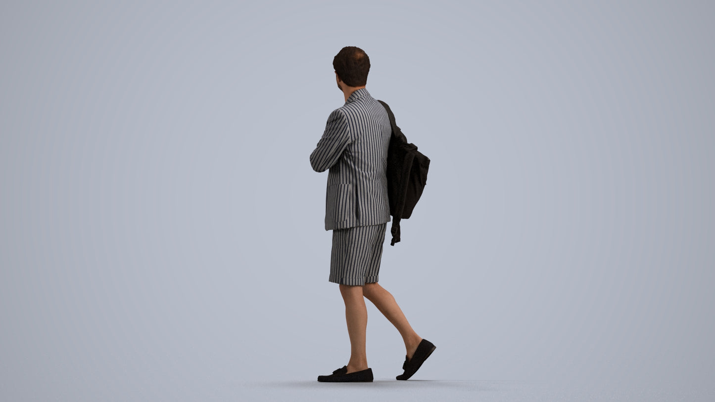 scanned 3D man business walking, photogrammetry people for Enscape and V-Ray, front view render