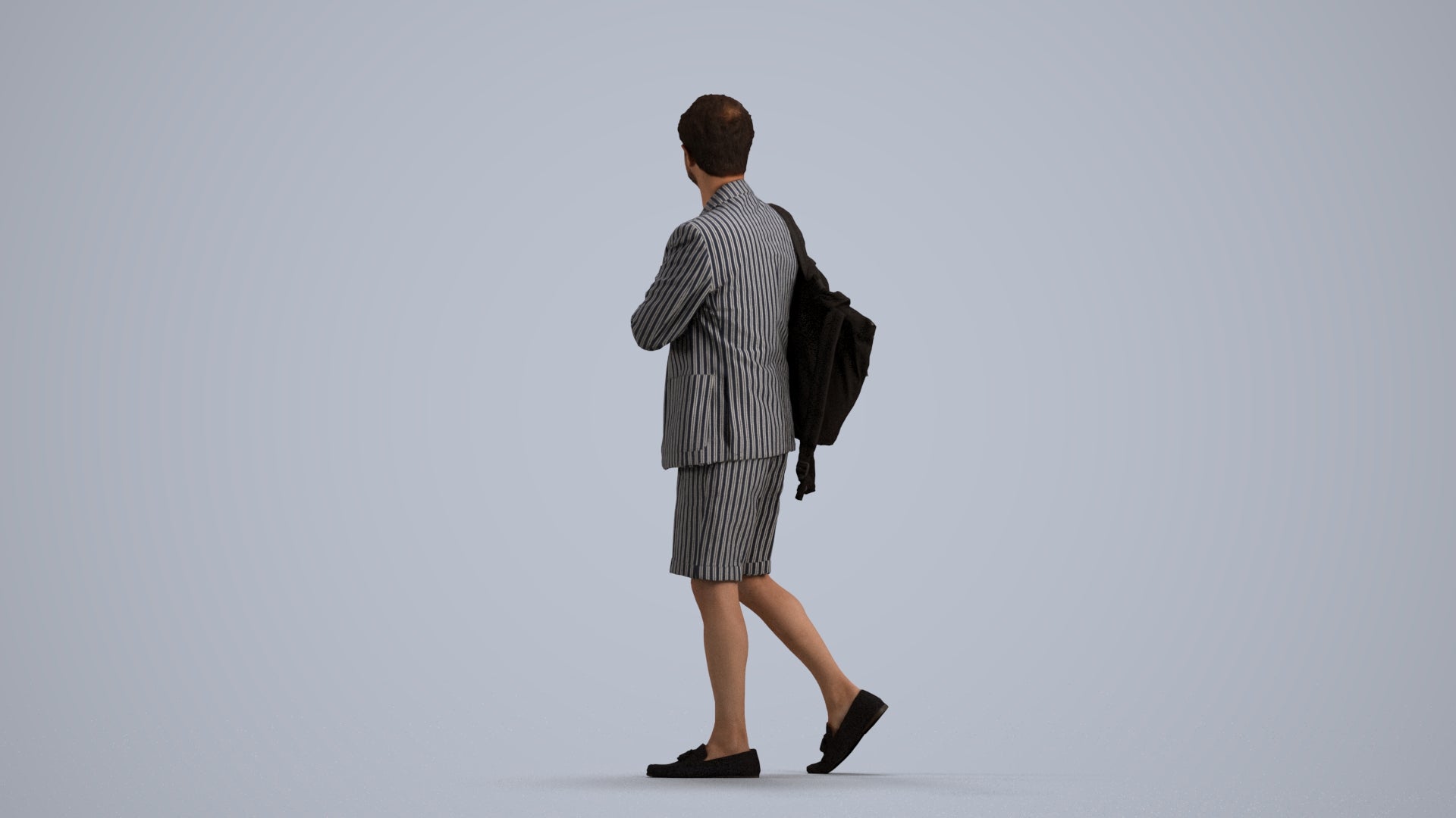 scanned 3D man business walking, photogrammetry people for Enscape and V-Ray, front view render