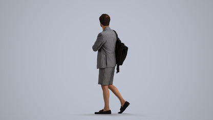 scanned 3D man business walking, photogrammetry people for Enscape and V-Ray, front view render