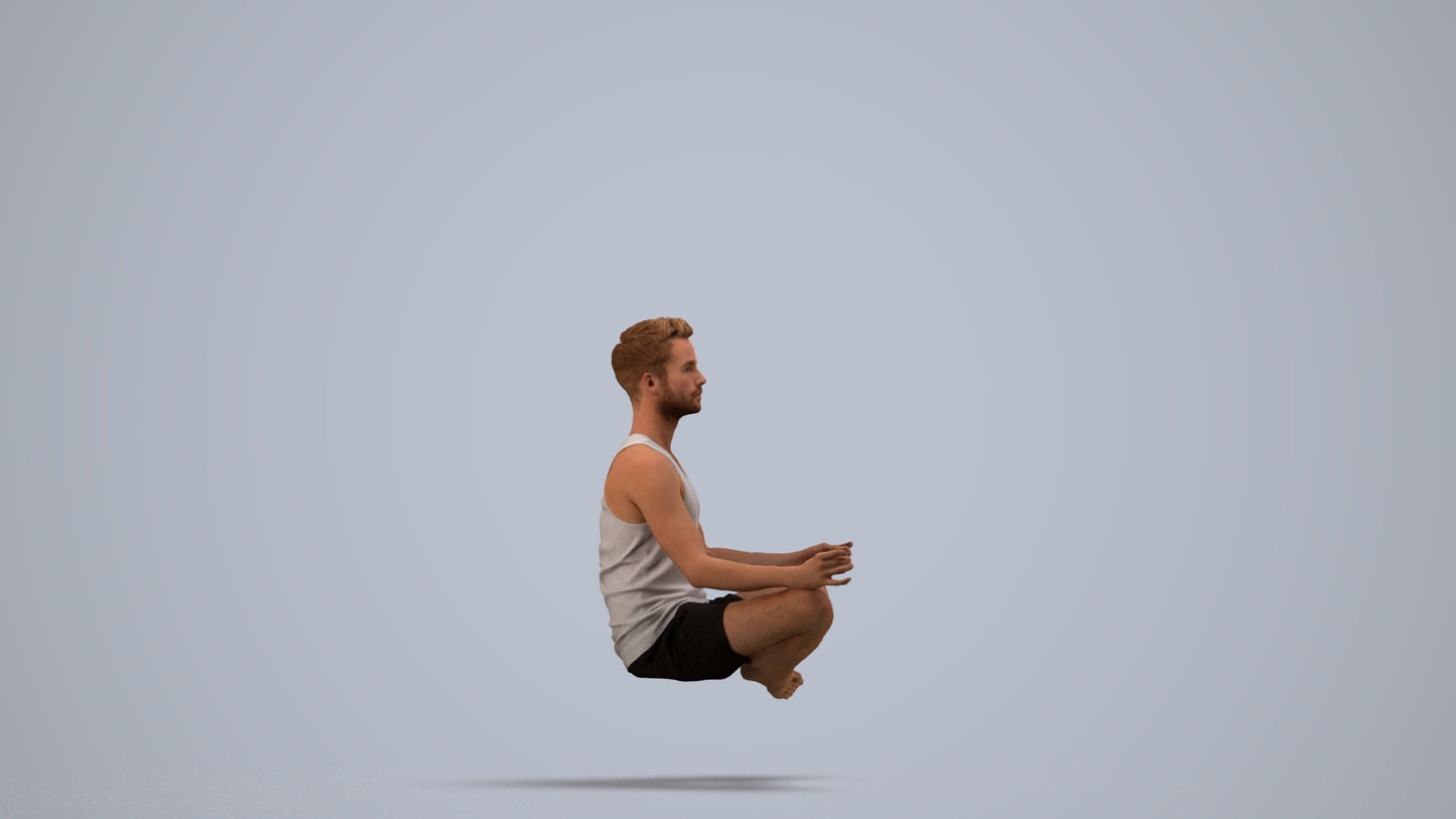 realistic 3D man sport, scanned archviz people for Blender and 3ds Max, side view render