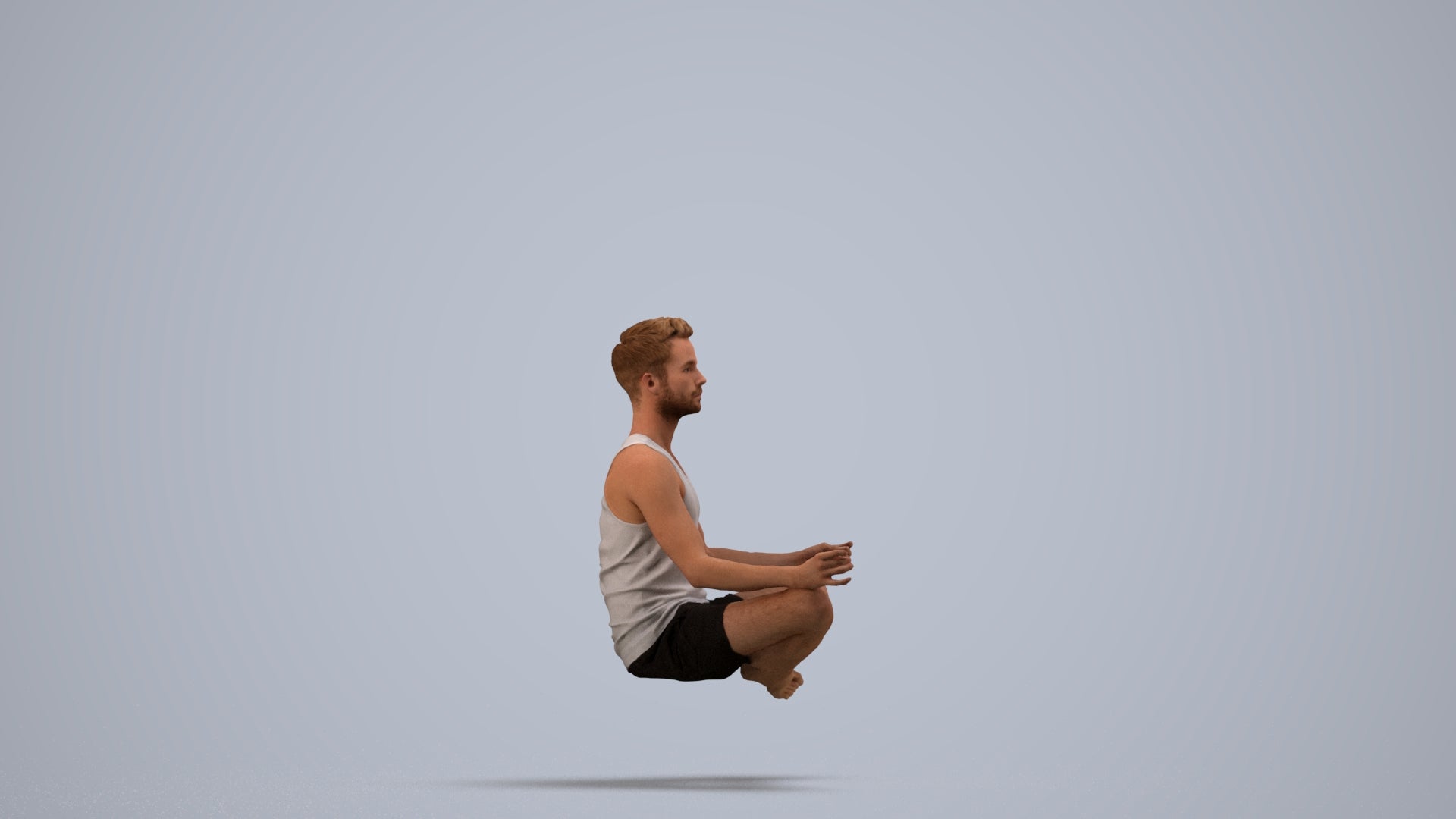 realistic 3D man sport, scanned archviz people for Blender and 3ds Max, side view render