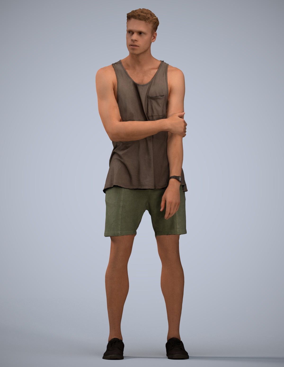 realistic 3D woman casual standing, scanned archviz people for Blender and 3ds Max