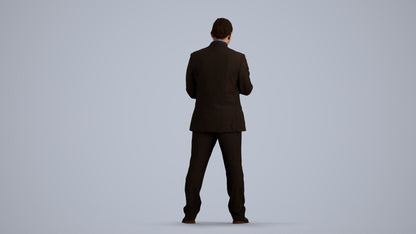 realistic 3D man business, scanned archviz people for Blender and 3ds Max, front view render