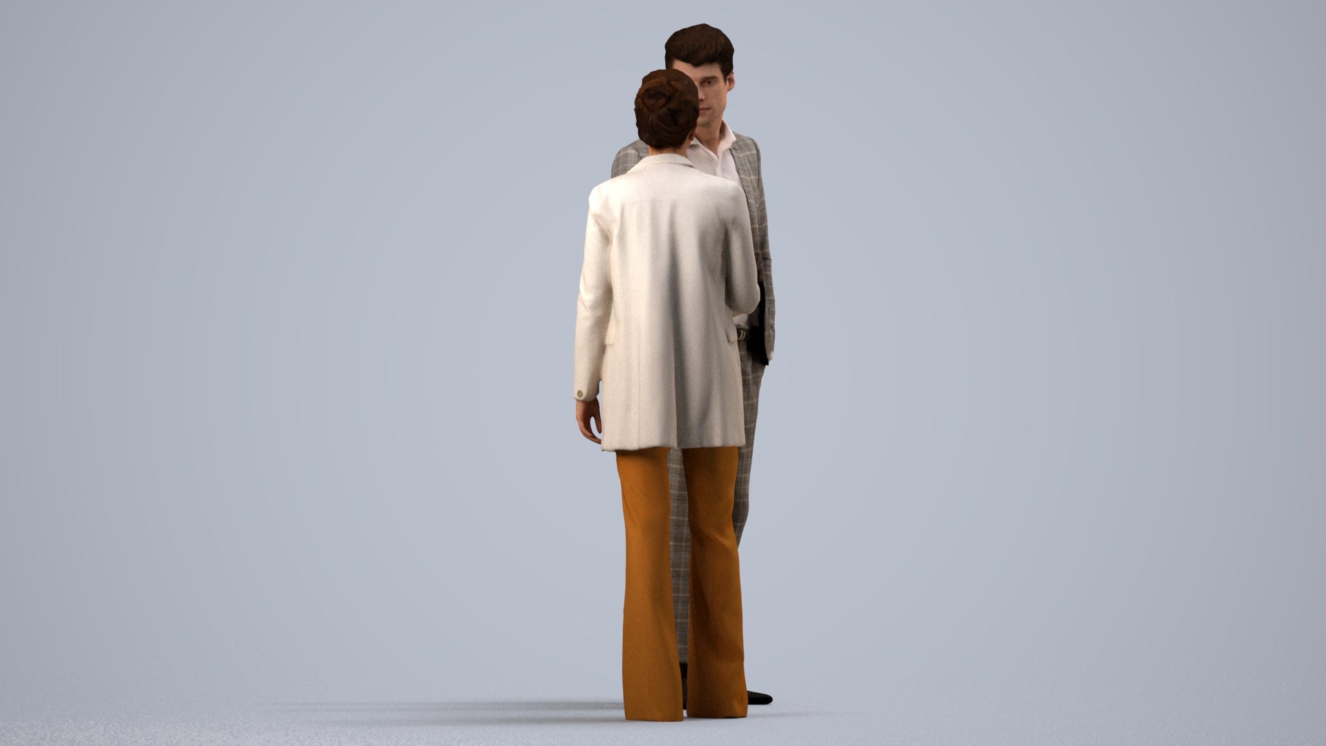 photogrammetry 3D woman business, realistic human model archviz FBX, side view render