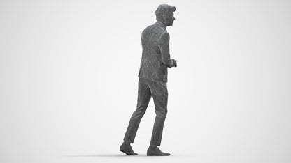 photogrammetry 3D man business, realistic human model archviz FBX, wireframe side view