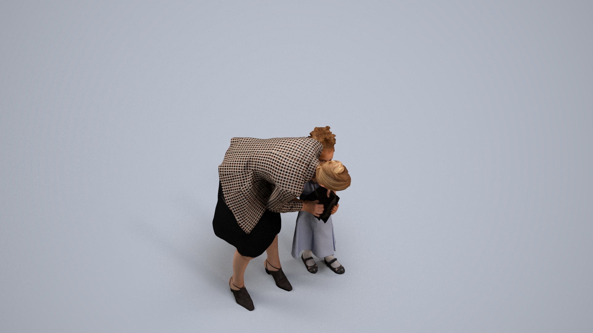 3D human model girl casual kids, photogrammetry scanned person for archviz, back view render