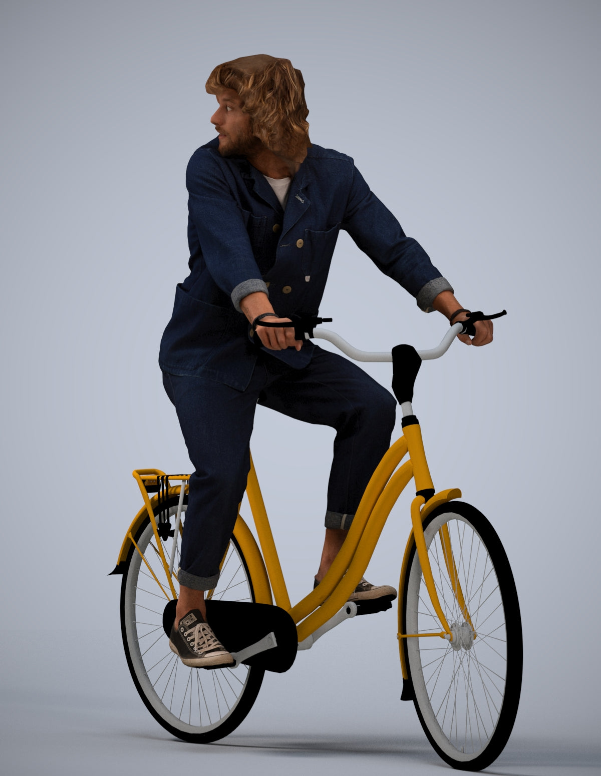 photogrammetry 3D man casual cycling, realistic human model archviz FBX