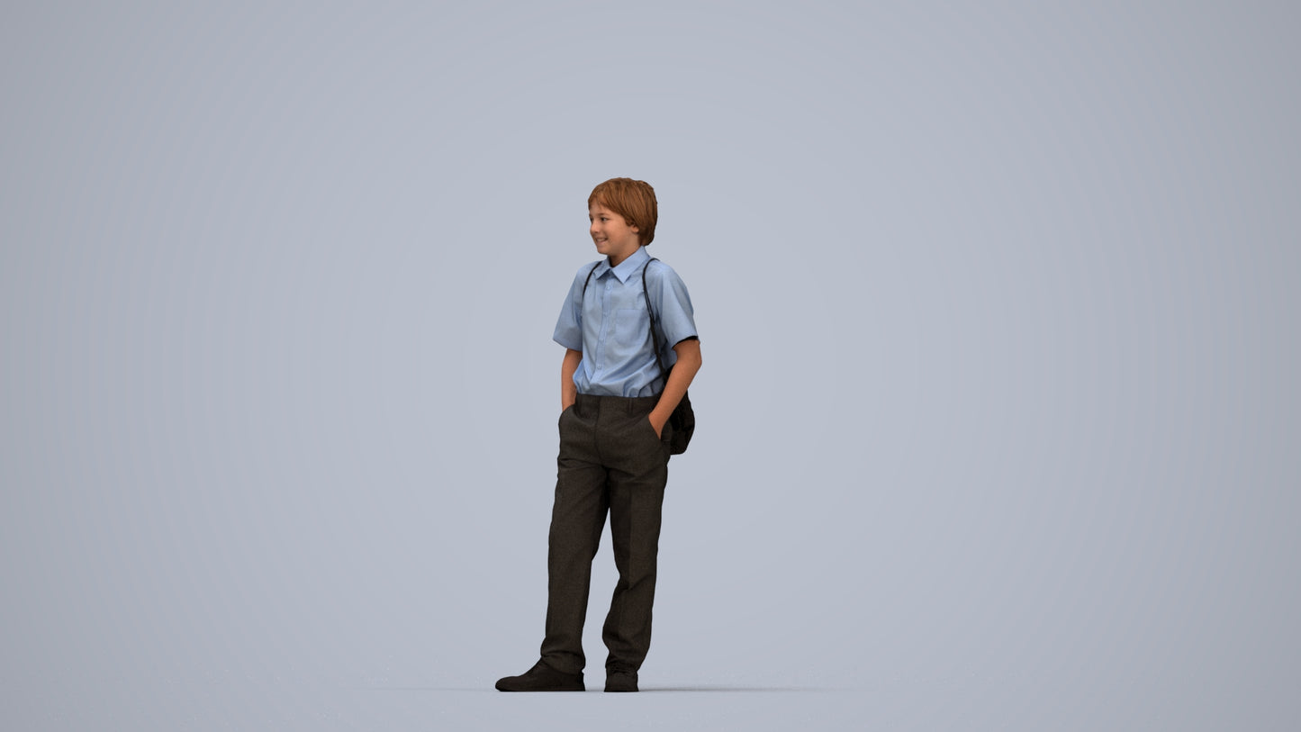 photogrammetry 3D boy kids, realistic human model archviz FBX, top-down view render